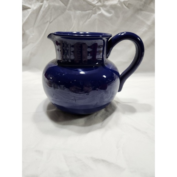 Vintage Stoneware Blue Glazed Pottery  Pitcher  5.5 Inches‎ Cottagecore Boho - Picture 2 of 10